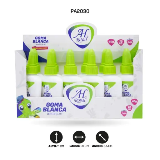 [PA2030] GOMA BLANCA AH ROYAL DE 40 GRAMOS DISPLAY X 12 UND [PAC2030]