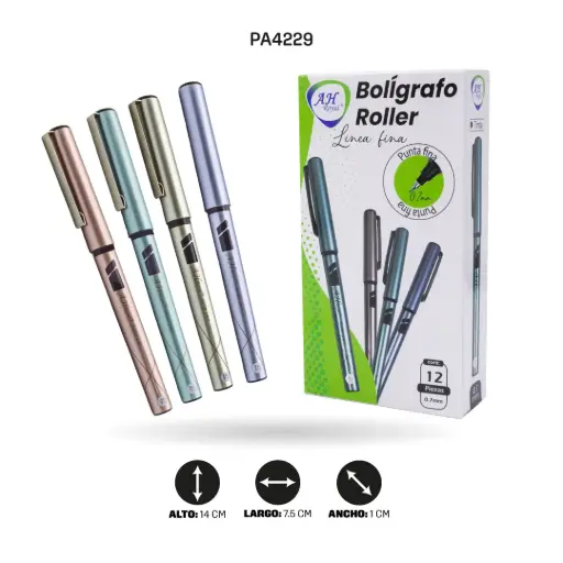[PA4229] BOLIGRAFO AH ROYAL ROLLER  0.7MM DISPLAY X12 UND [PAC3624] 