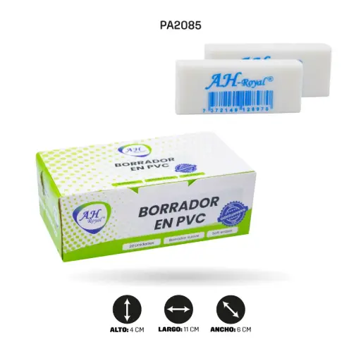 [PA2085] BORRADOR AH ROYAL PVC BLANCO MEDIANO (DISPLAY X 20) [PAC3201]