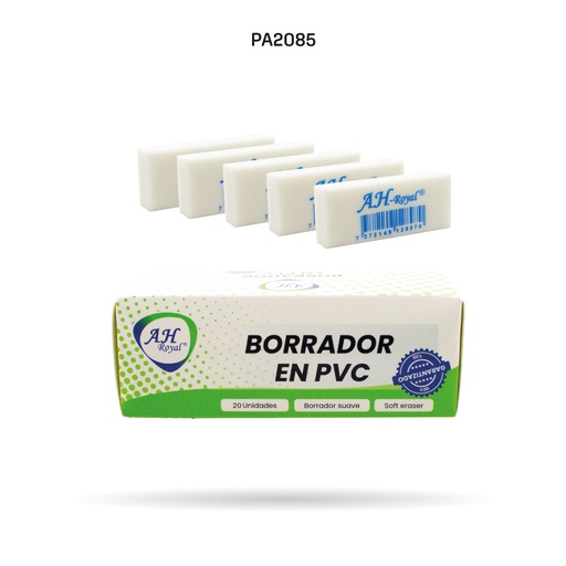 [PA2085] BORRADOR AHROYAL PVC BLANCO MEDIANO X 2O UND (PAC3201) [PAC3201]