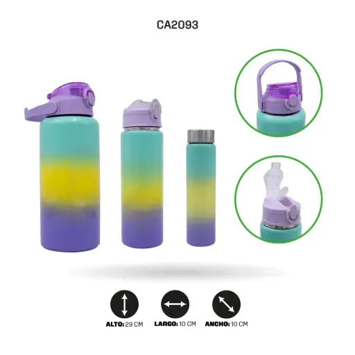 [HO2093] JUEGO TERMO X 3 UND FRIO Y CALIENTE O TERMICO300ml+500ml+1700ml [PAC4308]