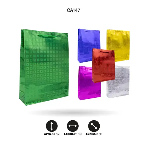 [CA147] BOLSA DE REGALO HOLOGRAMADA GRANDE DISP X 12[PAC20647-147]