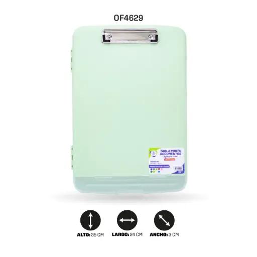 TABLA AH ROYAL PORTA DOCUMENTOS Y PORTA LAPICEROS A4 COLOR VERDE MENTA [PAC5478-4629]