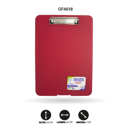 [OF4618] TABLA AHROYAL PORTA DOCUMENTOS COLOR ROJO TAMANO A4[PAC4495-4618]