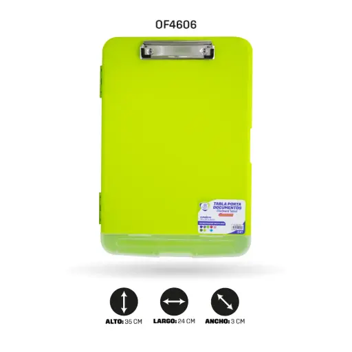 TABLA AH ROYAL PORTA DOCUMENTOS Y PORTA LAPICEROS A4 COLOR VERDE NEÓN [PAC5480-4606]