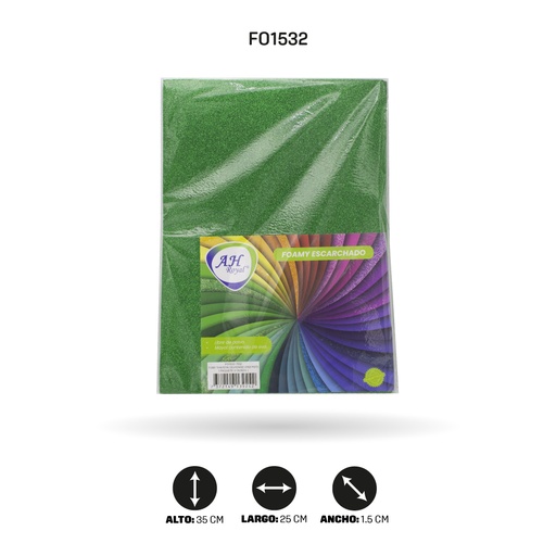 [FO1532] FOAMY 1/8 AH ROYAL ESCARCHADO VERDE PASTO X10 UND [1532]