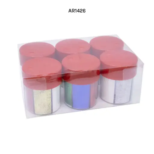 [AR1426] ESCARCHA TARRO X 6 COLORES DISPLAY X 6 UND [PAC5148]