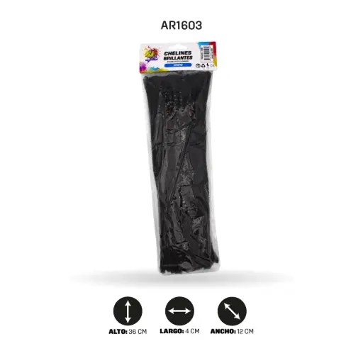 [AR1603] CHELINES BRILLANTES NEGRO A091 X 100 [PAC4316]