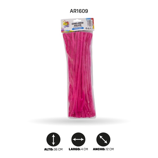 [AR1609] CHELINES DE FELPA COLOR NEON FUCSIA A027BOLSA X 100 [PAC4323]