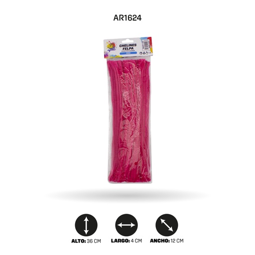 [AR1624] CHELINES DE FELPA BOLSA X 100 - ROSADO [PAC5371]