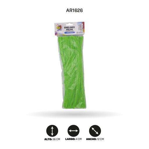 [AR1626] CHELINES FELPA COLOR VERDE FRUTA BOLSA X 100 A035 [PAC5373]