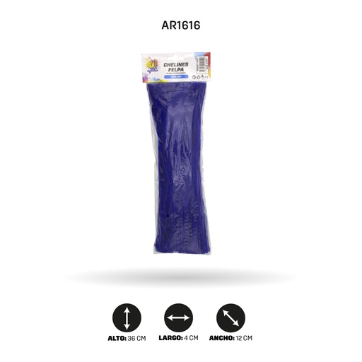 [AR1616] CHELINES DE FELPA BOLSA X 100 - AZUL REY  A044 [PAC5377]