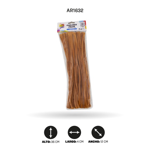 [AR1632] CHELINES DE FELPA COLOR CAFE ROJO BOLSA X 100 UND [PAC5381]