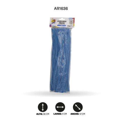 [AR1636] CHELINES DE FELPA BOLSA X 100 - AZUL MEDICO   A053 [PAC5385]