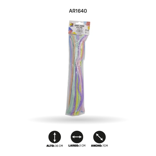 [AR1640] CHELINES DE FELPA AH ROYAL BOLSA X 30 UND - COLORES PASTEL SURTIDOS  [PAC5389]