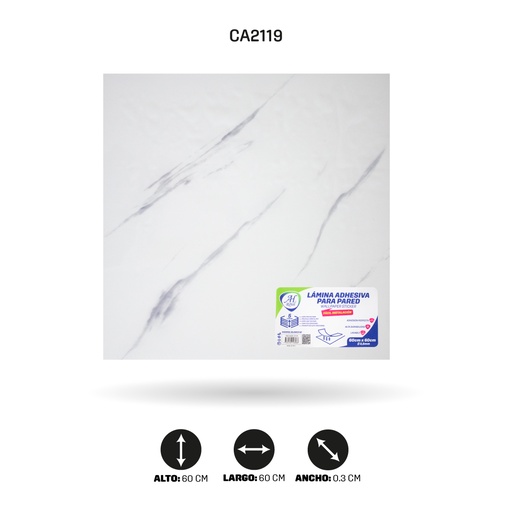 [CA2119] LAMINA ADHESIVA PARA PARED MARMOL BLANCO X10 UND 60CM FC7012 [PAC5459]