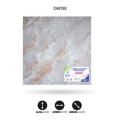 [CA2122] LAMINA ADHESIVA PARA  PARED MÁRMOL BLANCO  ARENA X10 UND 60CM FC7023 [PAC5462]