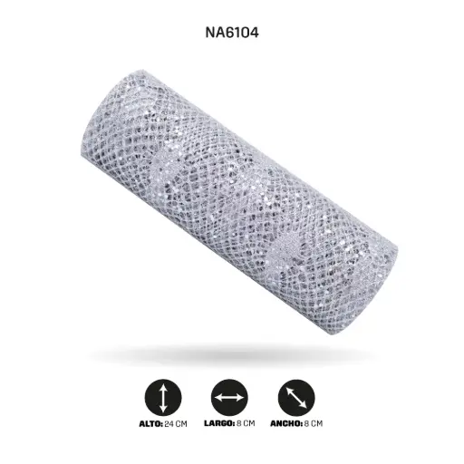 [NA6104] MALLA 24cm x 5y PLATA BRILLANTE [PAC4987]