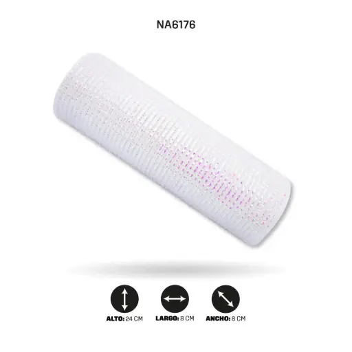 [NA6176] MALLA ESPEJO 24cm x 7m BLANCO TORNASOL e[PAC5121]