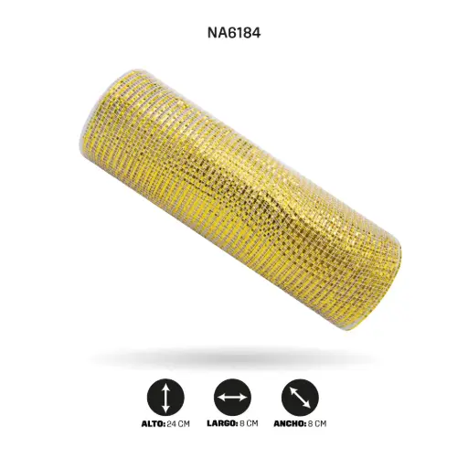 [NA6184] MALLA 24cm x 7m BLANCO DORADO [PAC5116]