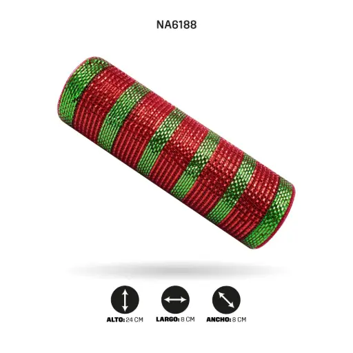 [NA6188] MALLA 24cm x 7m ROJO Y VERDE [PAC5117]