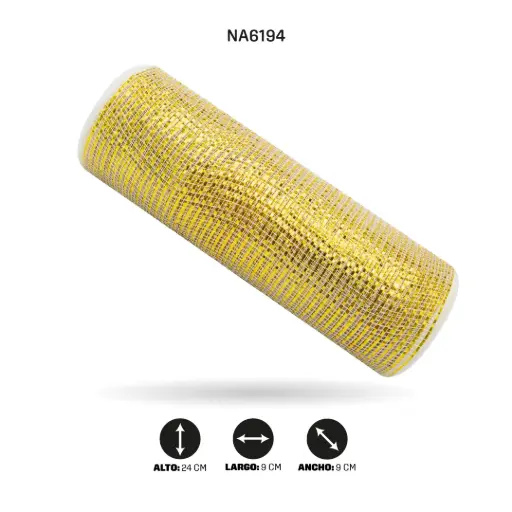 [NA6194] MALLA 24cm x 7m CREMA+DORADO [PAC5126]
