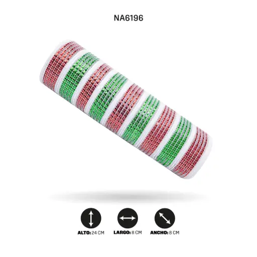 [NA6196] MALLA ESPEJO 24cm x 7m ROJO + VERDE + BLANCO [PAC5132]