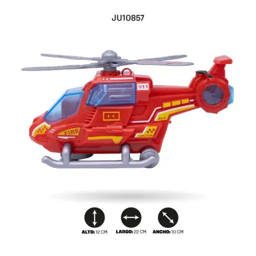 [JU10857] HELICÓPTERO ELÉCTRICO UNIVERSAL CON MÚSICA Y LUZ EN SPRAY (FUEGO) [884