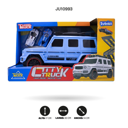 [JU10993] CARRO DE INERCIA  CON RAMPA  + DOS  VEHICULOS  (BLUE) [S977-121]