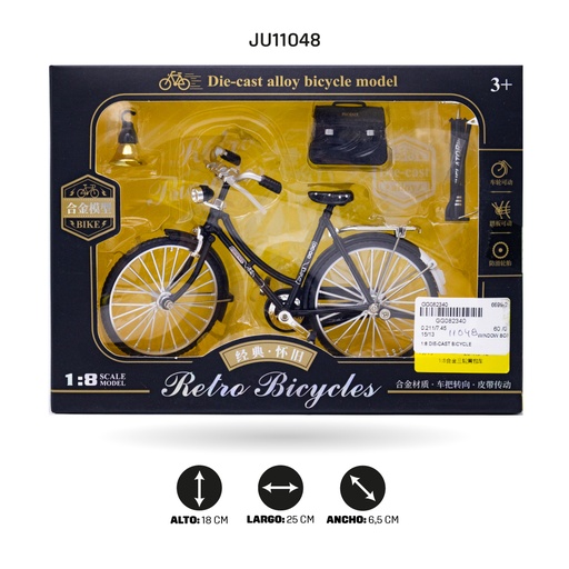 [JU11048] BICICLETA RETRO CON ACCESORIOS ESC. 1:8 
