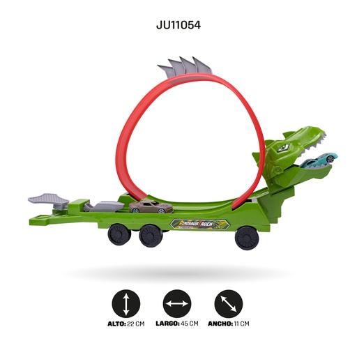[JU11054] CATAPULTA CON 5 VEHICULOS FIGURA DINOSAURIO [424-1]