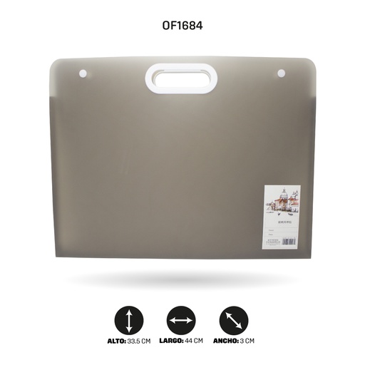 [OF1684] MALETIN PORTADOCUMENTO HUMO 44cmx33.5cm Y2702-8K [PAC4539]