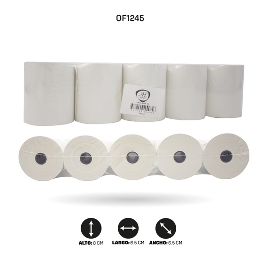 [OF1245] ROLLO TERMICO 60mt X 80mm 50 grms DISPLAY X5 [PAC4479-1245]