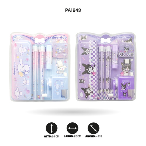 [PA1843] SET ESCOLAR, TAJA LAPIZ CARTUCHERA, PEGANTE AGENDA, BORRADOR  Y LAPIZ KULUOM KM-9227 [PAC4586]