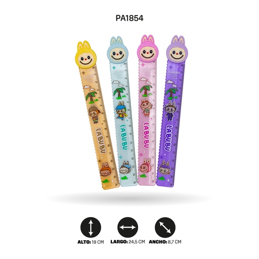 [PA1854] REGLA DE 15CM 9728A LABUBU 4 COLORES DISPL X48 [PAC4597]