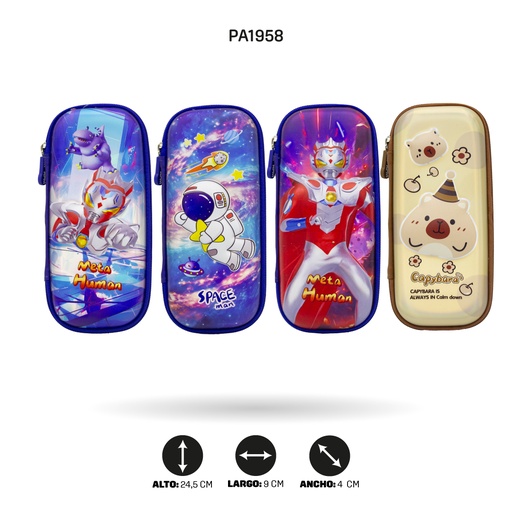 [PA1958] ESTUCHE MULTIFUNCIONAL ROBOT, ASTRONAUTA, CAPYBARA Y CONEJO XPM-2069-5/1/2/6 [PAC4692]