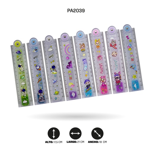 [PA2039] REGLAS LABABU, ASTRONAUTA Y UNICORNIO XPM-3006-3/19/17 30CM DISPLX 24 [PAC4721]