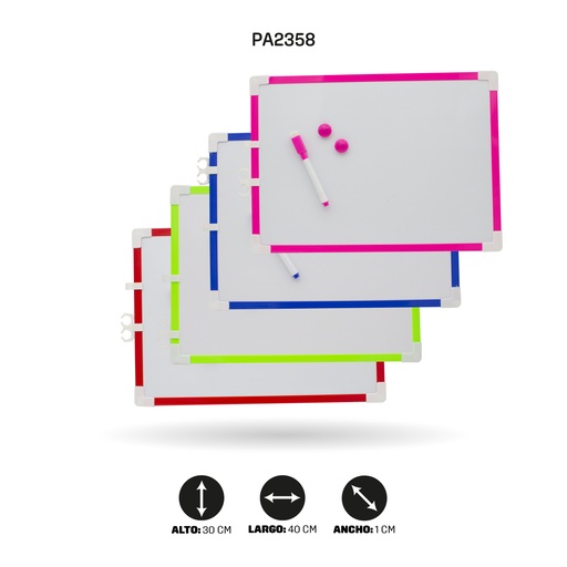 [PA2358] TABLERO CON MARCADOR Y BORRADOR NEÓN 30x40 [PAC4733]