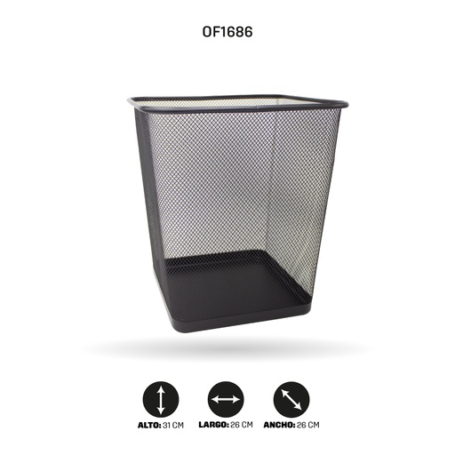 [OF1686] CUBO DE BASURA AH ROYAL CUADRADO 20X27X31 CM [PAC5706]