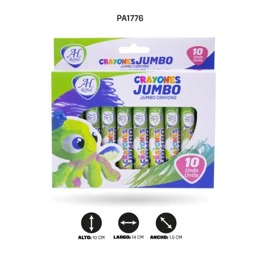 [PA1776] CRAYON AH ROYAL JUMBO X 10 UND 10 cm LARGO [PAC5873-1776]