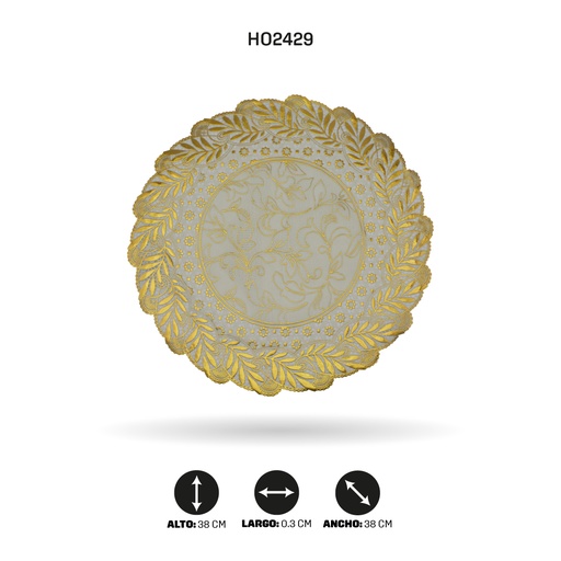 [HO2429] INDIVIDUAL DE MESA REDONDO DORADO [PAC5287]