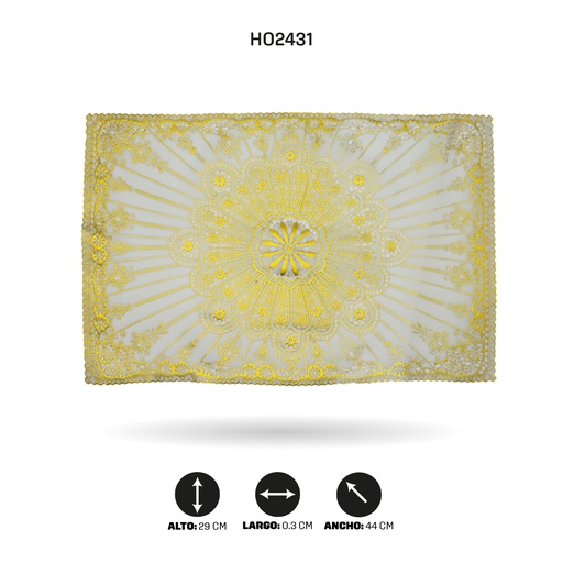 [HO2431] INDIVIDUAL DE MESA RECTANGULAR DORADO x 12[PAC5289]