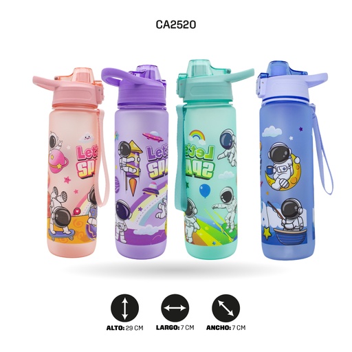 [HO2520] TERMO DE ASTRONAUTA CON STICKER, 4 MOTIVOS 8027-9 -1000ML [PAC4957]