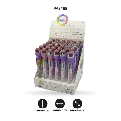 [PA2458] BOLIGRAFO 6 COLORES QM-912 CON SELLO [PAC4581]