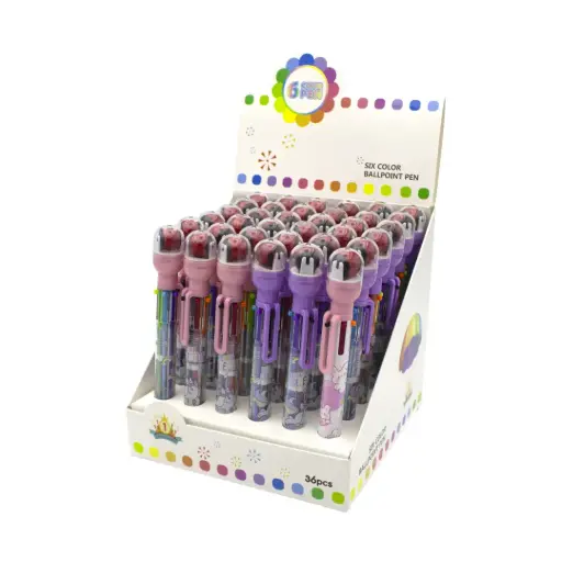 [PA2466] BOLIGRAFO 6 COLORES QM-916 CON SELLO [PAC4583] DISPLAY X 36