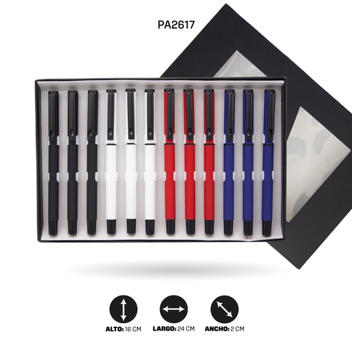 [PA2617] BOLIGRAFO 201 MATE 4 COLORES METALICO CON DETALLES NEGRO   [PAC5234] DISPLAY X 12