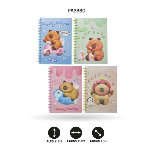 [PA2660] AGENDA PASTA DURA CAPYBARA  A5-4000-3 [PAC5772]