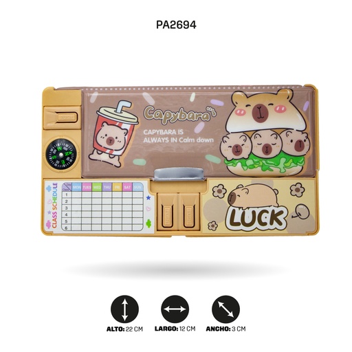 [PA2694] ESTUCHE RIGIDO PARA LAPICERO CAPYBARA CON SACAPUNTA  XPM-572-1 [PAC5798]