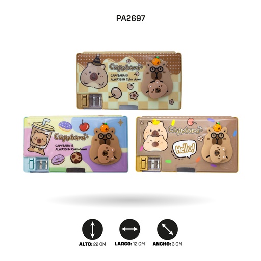 [PA2697] ESTUCHE PARA LAPICERO CON SACAPUNTA CAPYBARA  XPM-568-9 [PAC5800]