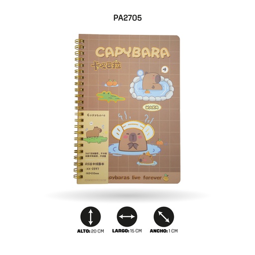 [PA2705] AGENDA ARGOLLADA LINEA DE CAPYBARA 142x206MM XX-2597 [PAC5809]